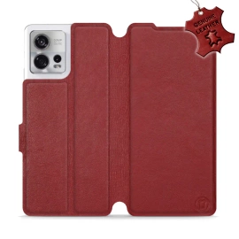 Phone Case Motorola Edge 30 Fusion - Design Dark Red Leather
