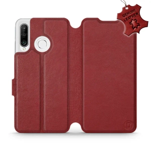 Phone Case Huawei P30 Lite - Design Dark Red Leather