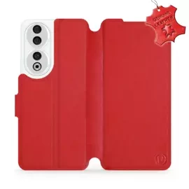 Etui ze skóry naturalnej do Huawei Honor 90 - wzór Red Leather