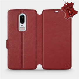 Phone Case OnePlus 6 A6000 - Design Dark Red Leather
