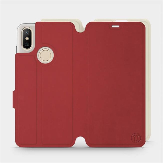 Phone Case Xiaomi Mi A2 - Design Dark Red with Platinum