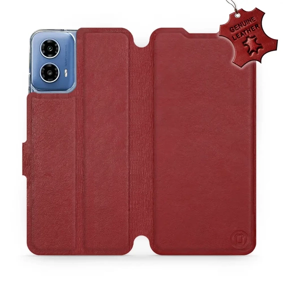 Phone Case Motorola Moto G34 5G - Design Dark Red Leather