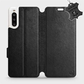 Etui ze skóry naturalnej do Sony Xperia 10 II - wzór Black Leather