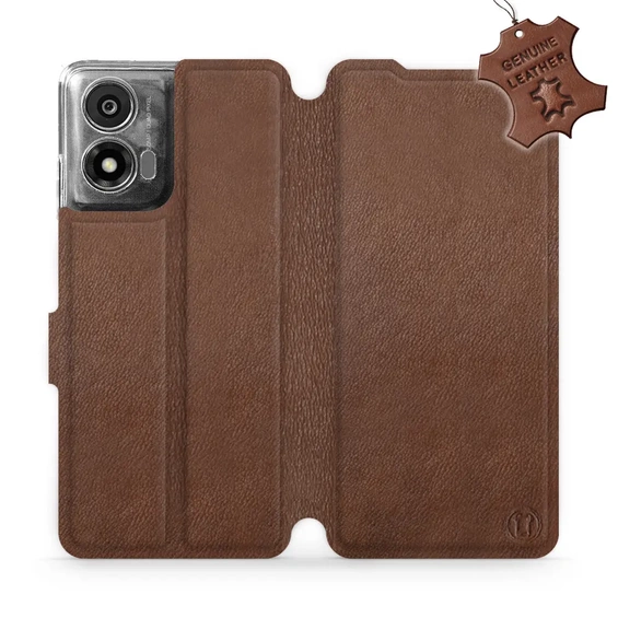 Phone Case Motorola Moto E14 - Design Brown Leather