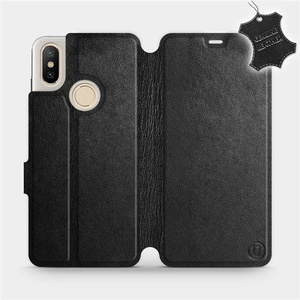 Etui ze skóry naturalnej do Xiaomi Mi A2 - wzór Black Leather