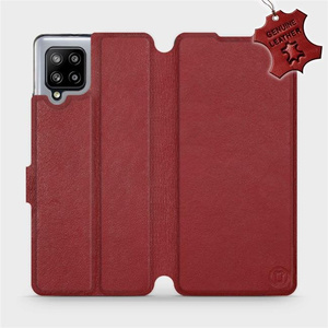 Phone Case Samsung Galaxy A42 - Design Dark Red Leather