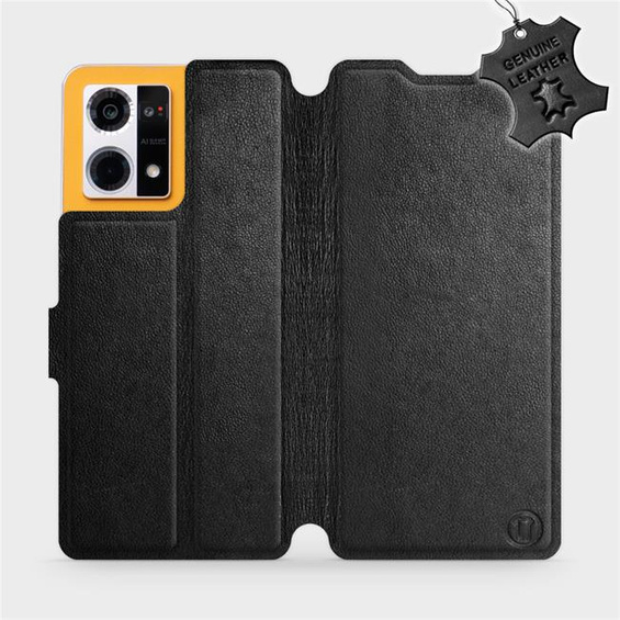 Phone Case Oppo Reno 7 4G - Design Black Leather
