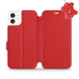 Etui ze skóry naturalnej do Apple iPhone 11 - wzór Red Leather