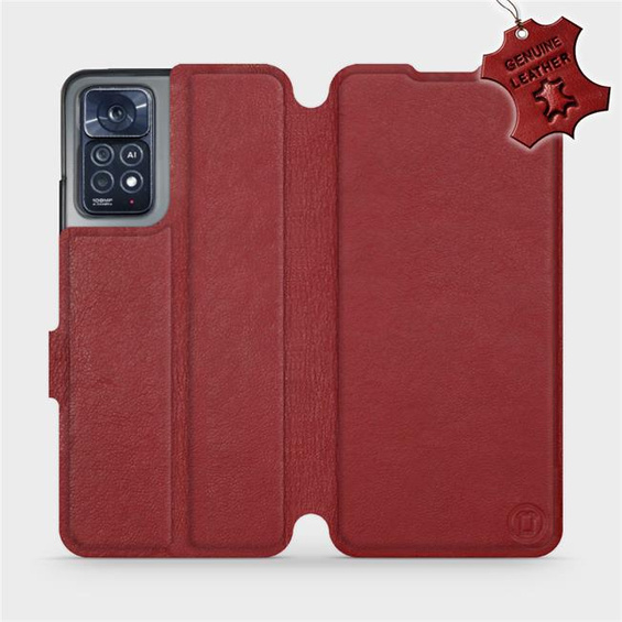 Phone Case Xiaomi Redmi Note 11 Pro 5G - Design Dark Red Leather