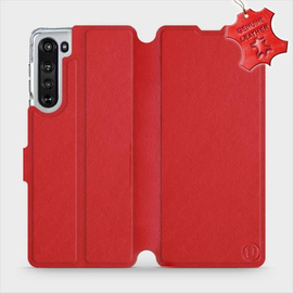 Phone Case Motorola Edge - Design Red Leather
