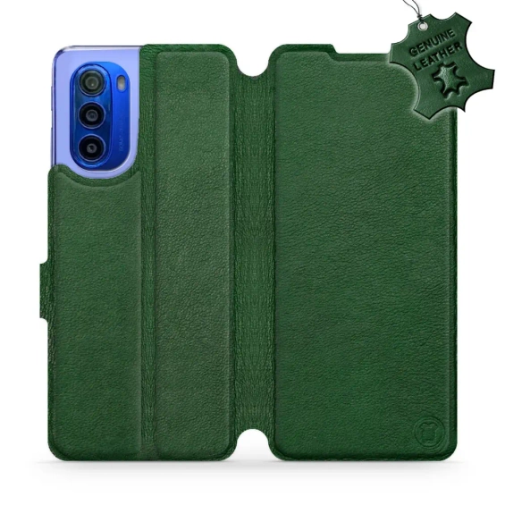 Etui ze skóry naturalnej do Motorola Moto G51 5G - wzór Green Leather