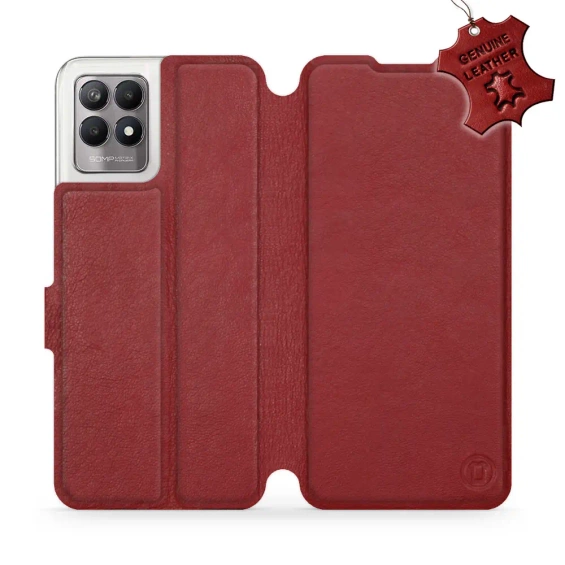 Phone Case Realme Narzo 50 - Design Dark Red Leather