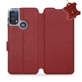 Phone Case Motorola Moto E40 - Design Dark Red Leather