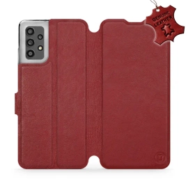 Phone Case Samsung Galaxy A32 4G - Design Dark Red Leather