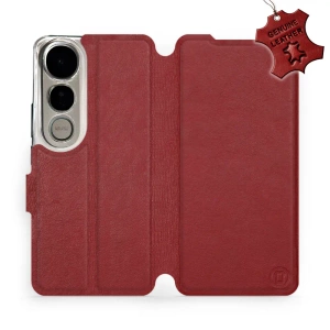 Phone Case Vivo V50 Lite - Design Dark Red Leather