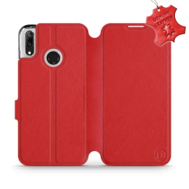 Etui ze skóry naturalnej do Huawei Y7 2019 - wzór Red Leather