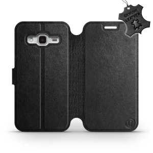Etui ze skóry naturalnej do Samsung Galaxy J3 2016 - wzór Black Leather