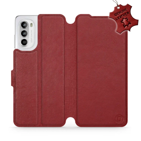Phone Case Motorola Moto G52 - Design Dark Red Leather