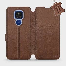 Hülle für Motorola Moto E7 Plus - Farbe Brown Leather