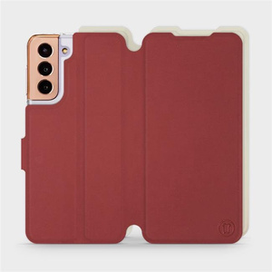 Phone Case Samsung Galaxy S21 - Design Dark Red with Platinum