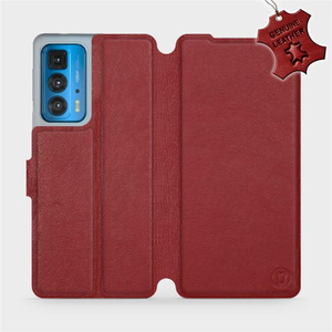 Phone Case Motorola Edge 20 Pro - Design Dark Red Leather