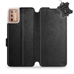 Phone Case Motorola Moto G9 Plus - Design Black Leather