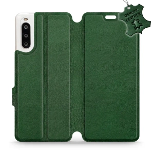 Etui ze skóry naturalnej do Sony Xperia 10 II - wzór Green Leather
