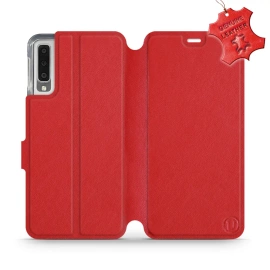 Phone Case Samsung Galaxy A7 2018 - Design Red Leather