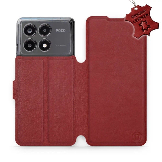 Phone Case Xiaomi POCO X6 Pro - Design Dark Red Leather