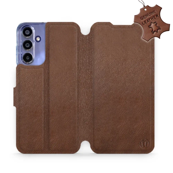 Etui ze skóry naturalnej do Samsung Galaxy A15 4G - wzór Brown Leather
