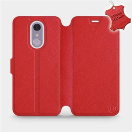 Etui ze skóry naturalnej do LG Q7 - wzór Red Leather
