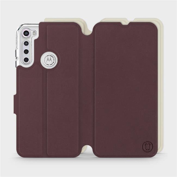 Hülle für Motorola One Fusion Plus - Farbe Burgund mit Platin