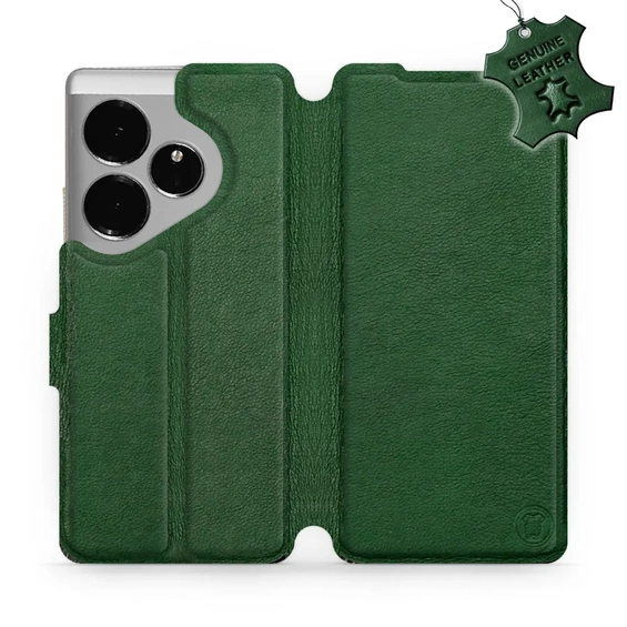 Etui ze skóry naturalnej do Realme GT 6 - wzór Green Leather