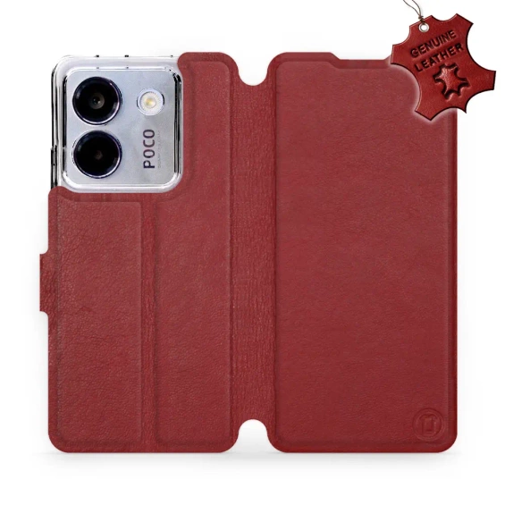 Phone Case Xiaomi POCO M7 Pro 5G - Design Dark Red Leather