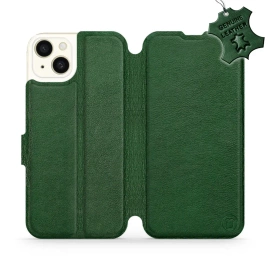 Etui ze skóry naturalnej do Apple iPhone 15 Plus - wzór Green Leather