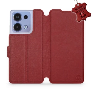 Etui ze skóry naturalnej do Xiaomi Redmi Note 13 4G - wzór Dark Red Leather