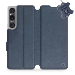 Etui ze skóry naturalnej do Sony Xperia 1 V - wzór Blue Leather
