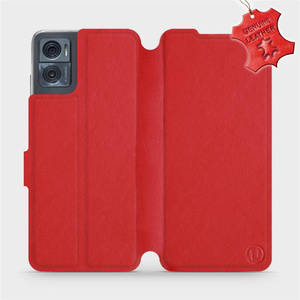 Phone Case Motorola Moto E22i - Design Red Leather