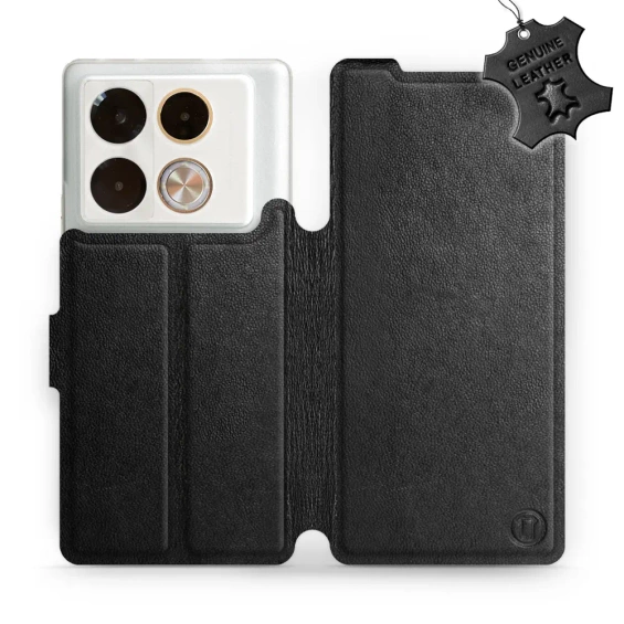 Etui ze skóry naturalnej do Infinix Note 40 Pro Plus - wzór Black Leather