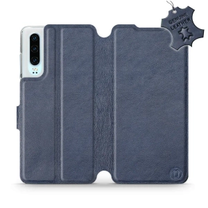 Etui ze skóry naturalnej do Huawei P30 - wzór Blue Leather