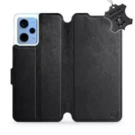 Etui ze skóry naturalnej do Xiaomi Redmi Note 12 5G - wzór Black Leather