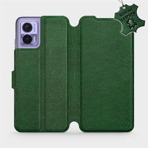 Etui ze skóry naturalnej do Motorola Edge 30 Neo - wzór Green Leather
