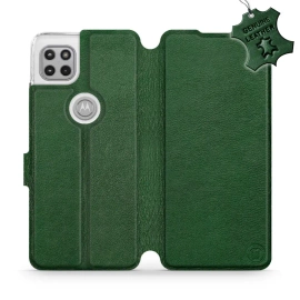 Etui ze skóry naturalnej do Motorola Moto G 5G - wzór Green Leather