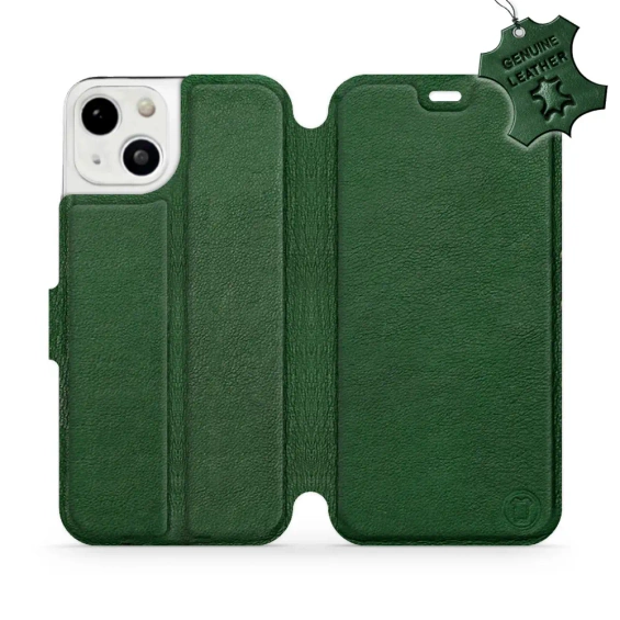 Etui ze skóry naturalnej do Apple iPhone 13 - wzór Green Leather