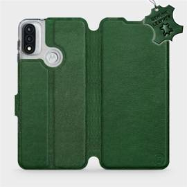 Etui ze skóry naturalnej do Motorola Moto E20 - wzór Green Leather