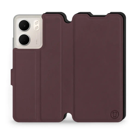 Etui Soft Touch do OPPO A5x - wzór Matowy burgund z czernią