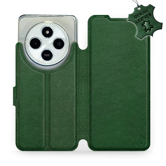 Etui ze skóry naturalnej do Xiaomi POCO C75 - wzór Green Leather