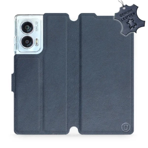 Etui ze skóry naturalnej do Motorola Edge 50 Fusion - wzór Blue Leather