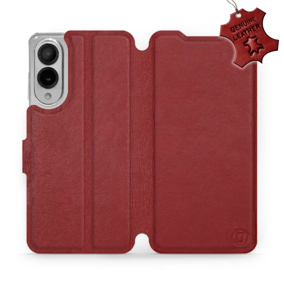 Etui ze skóry naturalnej do Samsung Galaxy S25 Edge - wzór Dark Red Leather