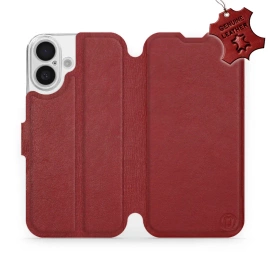 Phone Case Apple iPhone 16 - Design Dark Red Leather
